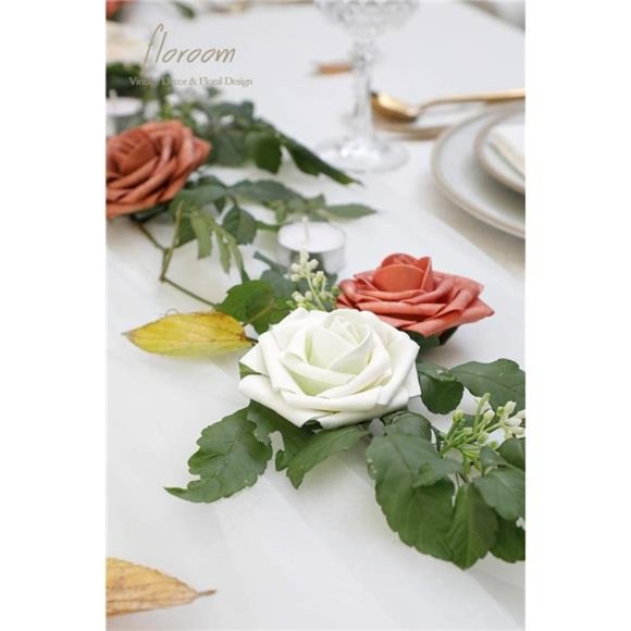 Artificial Flowers 25pcs Real Looking Ivory Foam Fake Roses with Stems Wedding - Picture 7 of 7